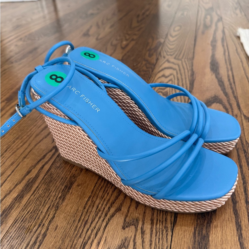 Marc Fisher Sky Blue Wedge Sandals